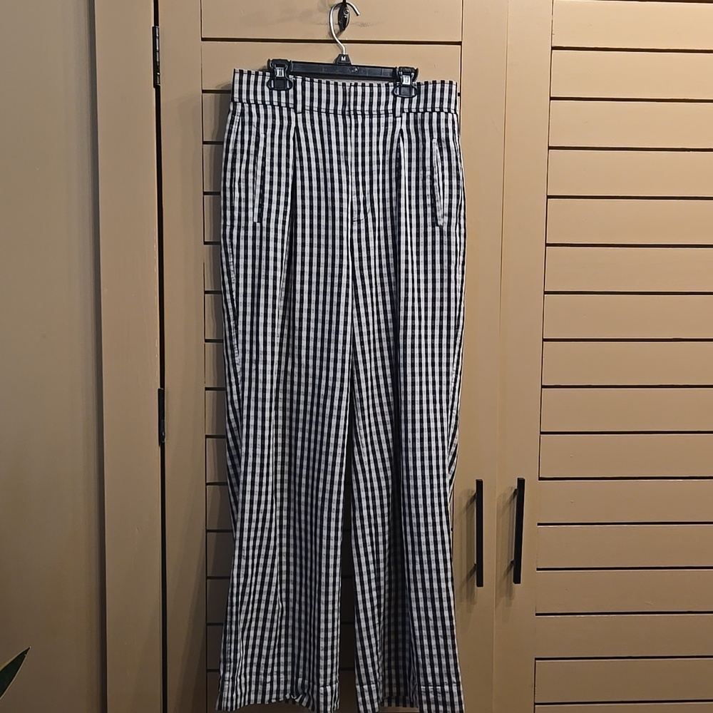 Everlane The Draper Pleated Pant (Buttersmooth) Khaki/black Checker Size 6 Short - Picture 3 of 8